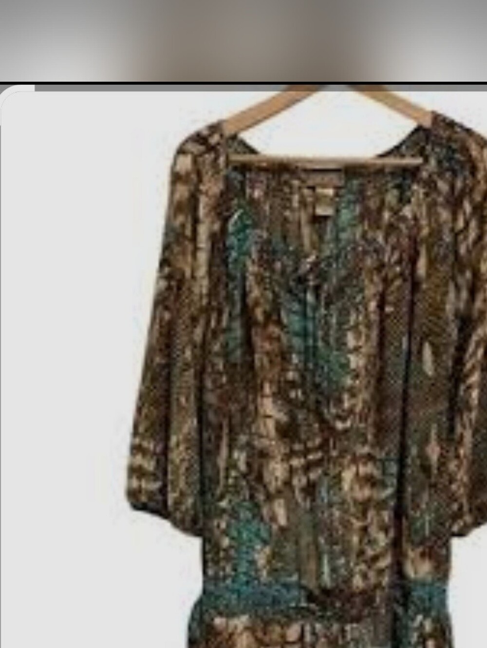 Miss Tina Long Sleeve Bohemian Dress in Brown and Teal